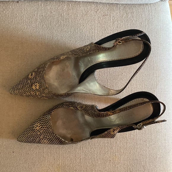 Lambertson Truex Snakeprint Snakeskin Slingback Pointed Toe Heels Pumps 7.5-8 - Picture 4 of 12